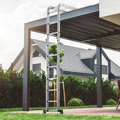 GiantexUK 3.7M/12FT Telescopic Ladder, 7 in 1 Aluminium Folding Extendable Ladder