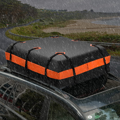 GiantexUK 21 Cubic Feet Car Roof Bag, Waterproof Cargo Top Carrier with Non-Slip Mat, Combination Lock (21 Cubic Ft/600L, No Lock, Black+Orange)