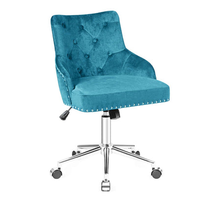 Velvet Office Chair, Height Adjustable Swivel Computer Desk Chair with Nailhead Trim